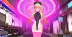  3d alternate_costume artoria_caster_(fate) blonde_hair blush custom_maid_3d_2 fate/grand_order fate_(series) femsub gloves glowing happy_trance heart heart_eyes high_heels leotard looking_at_viewer navel nipples open_mouth opera_gloves pink_eyes saluting see-through setonoyorimiti small_breasts standing standing_at_attention thigh_boots thighhighs twintails 