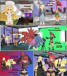  3d black_hair caitlin_(pokemon) crashtrance cynthia dark_skin elesa empty_eyes femsub gardenia gary_oak glasses jasmine malamar nintendo officer_jenny pokemon red_hair scizor skyla spiral_eyes trance_break 