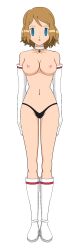  blonde_hair blue_eyes boots breasts empty_eyes expressionless female_only femsub gloves jimryu large_breasts mewxxxx1_(manipper) necklace nintendo opera_gloves pokemon pokemon_(anime) pokemon_x_and_y serena short_hair solo standing standing_at_attention topless 