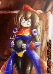 ameerashourdraws animated animated_gif bodysuit brown_hair drone dronification fembot femsub iris_(megaman_x) latex mask megaman_(series) megaman_x_(series) robot_girl robotization