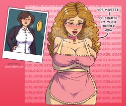 apron blonde_hair brown_hair femsub lopipolipi pendulum pocket_watch tagme