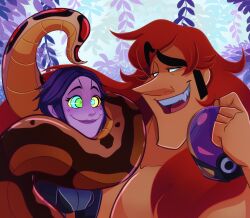 geekgirl8 jungle kaa_eyes kenneth_(geekgirl8) mass_effect original purple_hair purple_skin smile tail tali'zorah_nar_rayya visor