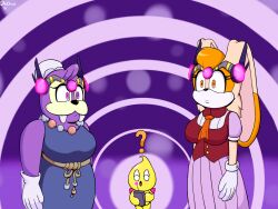  bunny_girl chao dr._chaos expressionless femsub furry glowing glowing_eyes hypnotic_accessory lady_walrus multiple_subs orange_hair purple_hair shrunken_irises sonic_boom sonic_the_hedgehog_(series) standing standing_at_attention tech_control tusks vanilla_the_rabbit walrus_girl 