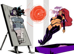 bimbofication cosplay dc_comics femsub frankenstein&#039;s_bride halloween hyper_breasts raven redfred spiral spiral_eyes starfire tagme teen_titans vampire