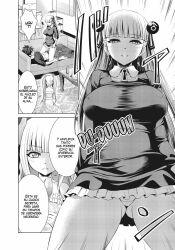 basara_toujou demon_girl empty_eyes femdom femsub horns large_breasts maria_naruse monochrome sheila_(the_testament_of_sister_new_devil) text the_testament_of_sister_new_devil translation_request