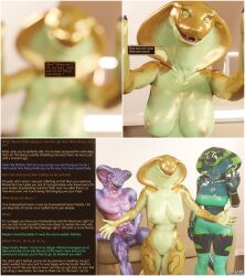  3d alien aware becca_(thalarynth) caption comic dialogue dueling_hypnotists femdom femsub furry gauntlets jules_(thalarynth) kathy_(thalarynth) maledom masturbation original possessed_becca_(thalarynth) possession pov scalie snake_boy snake_girl text thalarynth_(manipper) tube_top 