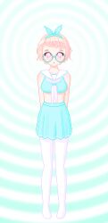  animated animated_gif blush breasts fabius femsub glasses hairband heart heart_eyes open_mouth original pink_eyes pink_hair pixel_art school_uniform simple_background skirt spiral spiral_background thighhighs 