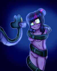  billcipherspuppet bottomless breast_press breasts coils disney equestria_girls hypnotic_eyes kaa kaa_eyes my_little_pony night nipples nude pussy snake straight-cut_bangs the_jungle_book topless twilight_sparkle 