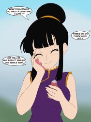  black_hair breasts bulma_briefs chichi dragon_ball dress female_only slime smile tagme thesalazar 