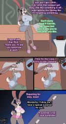 albinefoxxo comic confused disney furry happy_trance judy_hopps multicolored_eyes nightgown phone skirt sleeping spiralwash_eyes trigger underboob zootopia