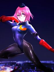  akuochiteki arm_bands bangs boots capcom empty_eyes expressionless female_only femsub fingerless_gloves gloves hat knee-high_boots leotard night original outdoors pantyhose pink_eyes pink_hair posing rosetta_flame_(akuochiteki) shadaloo_dolls short_hair shoulder_pads solo street_fighter tie 