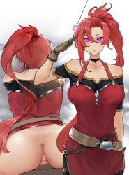  altered_common_sense anus ass bare_shoulders censored clothed clothed_sex femsub from_behind glasses glowing_eyes labyrista multiple_views pendulum ponytail princess_connect! red_hair saluting sex vaginal yi_zhi_ai_xi 