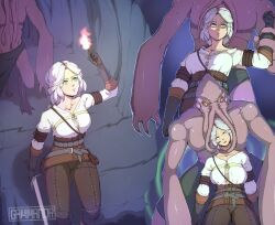  cirilla_fiona_elen_riannon cleavage clothed femsub gammanor green_eyes mind_flayer original short_hair tentacles the_witcher the_witcher_3 white_hair 
