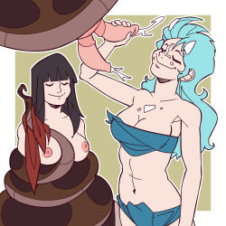  black_hair blue_hair breasts bulma_briefs chichi cleavage closed_eyes clothed coils cum_on_body cum_on_face cum_on_hair disney dragon_ball dragon_ball_z ef-nsfw femsub handjob happy_trance kaa loincloth long_hair maledom milf nipples nude sleepy smile snake tail the_jungle_book undressing 