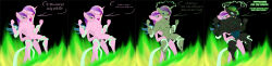  absurdres animal_ears animals_only before_and_after bottomless chartehperv comic corruption cum cum_in_pussy cyan_hair femsub futa_with_female futadom futanari happy_trance horns inflation magic multicolored_hair muscle_girl my_little_pony nude penis princess princess_cadance pussy pussy_juice queen_chrysalis resisting sex spread_legs tentacles text topless transformation vaginal wings xylem_(manipper) 