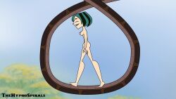 bare_breasts bare_legs barefoot coil_loop_walk coils gwen_(total_drama) happy_trance hypnospirals_(animator) jungle kaa kaa_eyes nude sleepwalking smile total_drama