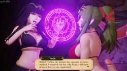 black_hair dialogue dochaunt femdom femsub fire_emblem fire_emblem_awakening glowing_eyes green_hair long_hair magic nintendo tagme text tharja tiki_(fire_emblem)