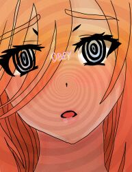  absurdres character_request femsub open_mouth orange_hair original ring_eyes saiminchan spiral text 
