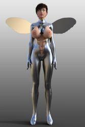  3d breasts collar female_only fembot femsub graybot high_heels janet_van_dyne large_breasts marvel_comics robot robotization solo super_hero tech_control theheckle wasp whitewash_eyes wings 