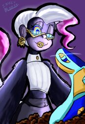 diamond_snake_(mindtasker) donkey_kong_(series) femsub glasses happy_trance inkey-blue maledom nintendo original poppy_kong snake white_hair