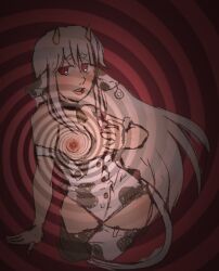  breasts cow_girl female_only femdom horns hypnotic_breasts lollipopfiasco long_hair looking_at_viewer pov pov_sub spiral spiral_eyes symbol_in_eyes white_hair 