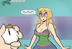  animated blonde_hair breasts cat_nap_(hypnolordx) cleavage clothed dazed dialogue femsub glasses jakalovid large_breasts long_hair open_mouth original pink_eyes pocket_watch pov signature speech_bubble spiral_eyes symbol_in_eyes text video 