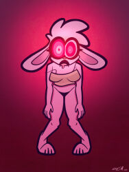 bunny bunny_ears bunny_girl drool female femsub furry giraffe200 glasses open_mouth panties pink_background pink_eyes standing