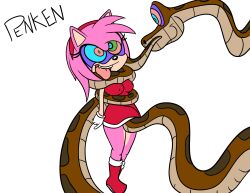 absurdres amy_rose breasts coils crotch_rub dazed disney dress erect_nipples femsub furry happy_trance hedgehog_girl hypnotic_eyes kaa kaa_eyes large_breasts long_hair maledom penken pink_hair short_hair smile snake sonic_the_hedgehog_(series) tail the_jungle_book tongue tongue_out