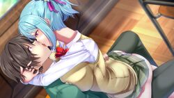  breast_press femdom hypnotic_kiss kissing kurumu_kurono malesub rosario+vampire school_uniform sitting_on_lap tsukune_aono waraby9316 