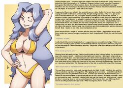  bikini blue_eyes breasts caption cleavage female_only femsub hand_on_hip happy_trance heart heart_eyes icontrol_(manipper) karen_(pokemon) large_breasts long_hair looking_at_viewer maledom manip navel nintendo pokemon pokemon_heartgold_and_soulsilver purple_hair scott_bennett silver_hair smile swimsuit symbol_in_eyes text wink 
