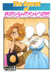  bimbofication breast_expansion comic cover kobi94 large_breasts leopard_print makeup orange_hair original thighhighs 