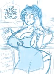  apron bimbofication brain_drain female_only femsub happy_trance kobi94 large_breasts monochrome naked_apron star_butterfly star_vs_the_forces_of_evil starbucks text thighhighs 