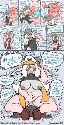 absurdres blush comic english_text eyebrows_visible_through_hair fanterfane female_only femdom femsub fingering goblin goblin_girl hat magic original panties_on_head possession pussy_juice red_eyes red_skin robe scarf surprised underwear