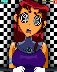  alien alien_girl animated animated_gif censored dc_comics femsub large_breasts long_hair mad_mod open_mouth red_hair shirt_lift spiral_eyes starfire super_hero symbol_in_eyes teen_titans uzzi-ponydubberx 