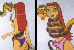  alan-smithee-90 alien alien_girl ass breasts coils comic dc_comics disney erect_nipples evil_smile femsub happy_trance hypnotic_eyes kaa kaa_eyes large_breasts lipstick long_hair maledom navel nipples panties panty_pull red_hair sequence simple_background smile snake starfire super_hero teen_titans the_jungle_book topless underwear undressing 