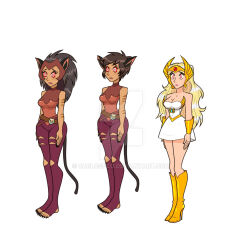 adora breasts carlosfco cat_girl catra female_only femsub she-ra_and_the_princesses_of_power spiral_eyes standing standing_at_attention symbol_in_eyes tail