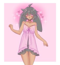  ahoge black_hair blush bulge bunny_boy bunny_ears choker collarbone feminization happy_trance heart heterochromia male_only malesub missmilkou original pink_eyes short_hair spiral spiral_eyes tan_skin woot_(woot) 