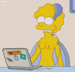 breasts chainmale tattoo tech_control the_simpsons topless western whitewash_eyes yellow_skin zia_simpson