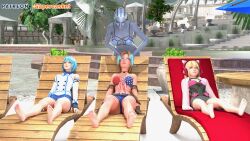  3d absurdres asari bandai_namco barefoot dead_or_alive feet femsub glowing glowing_eyes liara_t&#039;soni lucky_chloe mass_effect nico_(dead_or_alive) spiral_eyes supercasket symbol_in_eyes tekken tina_armstrong video_game 