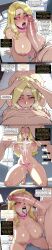  11_22_(generator) absurdres ai_art aware black_canary blonde_hair blush body_control breasts collar cum cum_in_mouth dc_comics dialogue english_text eye_roll fellatio femsub heart heart_eyes heart_tattoo huge_cock large_penis long_hair maledom nipples nude oral orgasm penis pink_eyes pussy steam sweat symbol_in_eyes tattoo tears text 