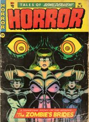  absurdres blonde_hair brown_hair clothed cover dress drool earrings english_text erect_nipples erect_nipples_under_clothes expressionless femsub halloween lingerie lipstick long_hair maggotmike mole nail_polish original short_hair signature text towel wedding_ring wet zombie_walk 