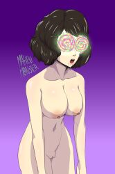  brown_hair drool female_only femsub fortnite hypnot-eyes leaning_forward mahoumonsterart milf nude open_mouth persona_(series) persona_5 sadayo_kawakami short_hair slouching solo symbol_in_eyes 