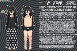  ahoge arms_behind_back barefoot black_hair boxers character_profile clothed collarbone drool dumbskull eyebrows_visible_through_hair eyeshadow feet grey_background grey_eyes jesse_(dumbskull) legs long_hair male_only malesub mole navel nipples open_mouth original pajamas pants shirt solo spiral_background text tiptoes topless underwear 