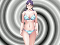  animated animated_eyes_only animated_gif blush bra cleavage danni68_(manipper) expressionless female_only femsub glasses manip panties purple_hair spiral_eyes standing symbol_in_eyes twintails underwear 