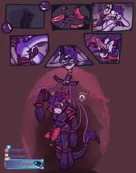  anal assimilation aviltasi_(aviltasi) blush body_control bondage corruption cuffs dragon_boy english_text furry hanging_down horns human_puppet kuromaru latex living_costume m.u.g.e.n. male_only malesub original penis puppet red_eyes slime tagme tail text tongue tongue_out transformation trapknight 