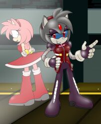 amy_rose female_only femsub furry hedgehog_girl mirror pink_hair robotization short_hair silver_hair sonic_the_hedgehog_(series) the-chaos-creatures