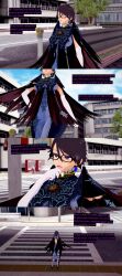  absurdres bayonetta bayonetta_(series) black_hair blue_eyes closed_eyes clothed cyanstargazer dialogue english_text female_only glasses nintendo short_hair solo super_smash_bros. text 