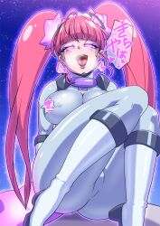  allows_(nun) bodysuit boots breasts bulge collar corruption cure_star empty_eyes enemy_conversion erect_nipples female_only femsub glowing_eyes hikaru_hoshina lipstick notraider open_mouth pink_eyes pink_hair possession precure solo star_twinkle_precure text thick_thighs thigh_boots thighs tongue twintails 