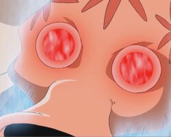 animated_gif drim_(one_piece) femsub hypnotic_accessory hypnotic_eyes maledom one_piece open_mouth pink_hair rebecca_(one_piece) screenshot seahorse spiral_eyes