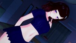 3d erect_nipples female_only glowing_eyes gothification hana_(lustful_sin) heart_eyes large_breasts lingerie looking_at_viewer lustful_sin purple_eyes underwear